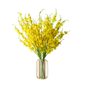 Bouquet artificiel d'orchidées dansantes du lac de l'Ouest, 66 cm, fleurs en soie jaunes, arrangement en vase pour la décoration de la maison - Product Image 5