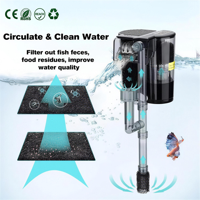 Premium Quiet Aquarium Filter Adjustable Flow Oil Film Removal Smart Operating Mode Plastic Material Fish Outdoor Bathroom Bags