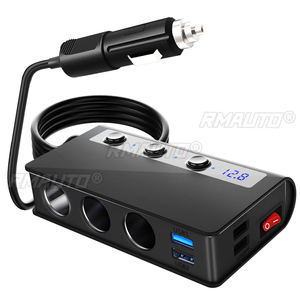 SLW002 180W 4 ช่องเสียบชาร์จในรถยนต์ USB QC3.0 ชาร์จเร็ว 12V/24V อะแดปเตอร์แยกช่องเสียบ - Product Image 2