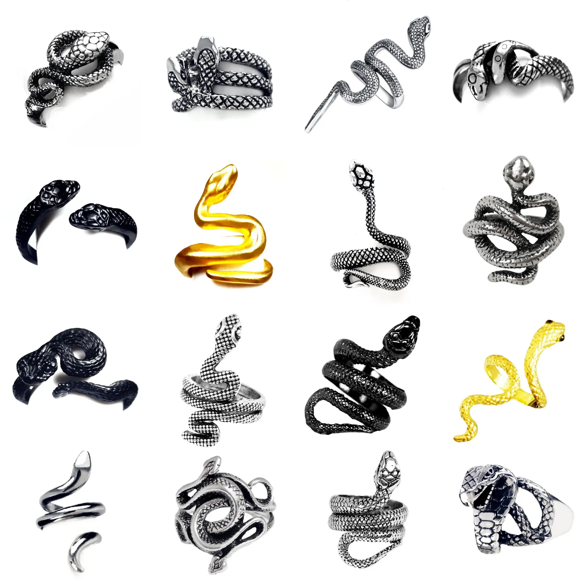Vintage creative Metal snake rings serpent ophidian snake rings jewelry for men women snake lovers