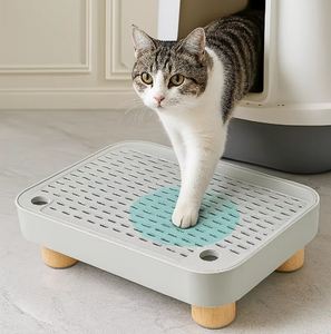 Bac à litière en bois confortable de 20 L avec marchepied, durable, sans poussière, facile à nettoyer, plateforme surélevée pour chat, anti-trace, logo personnalisé acceptable - Product Image 1