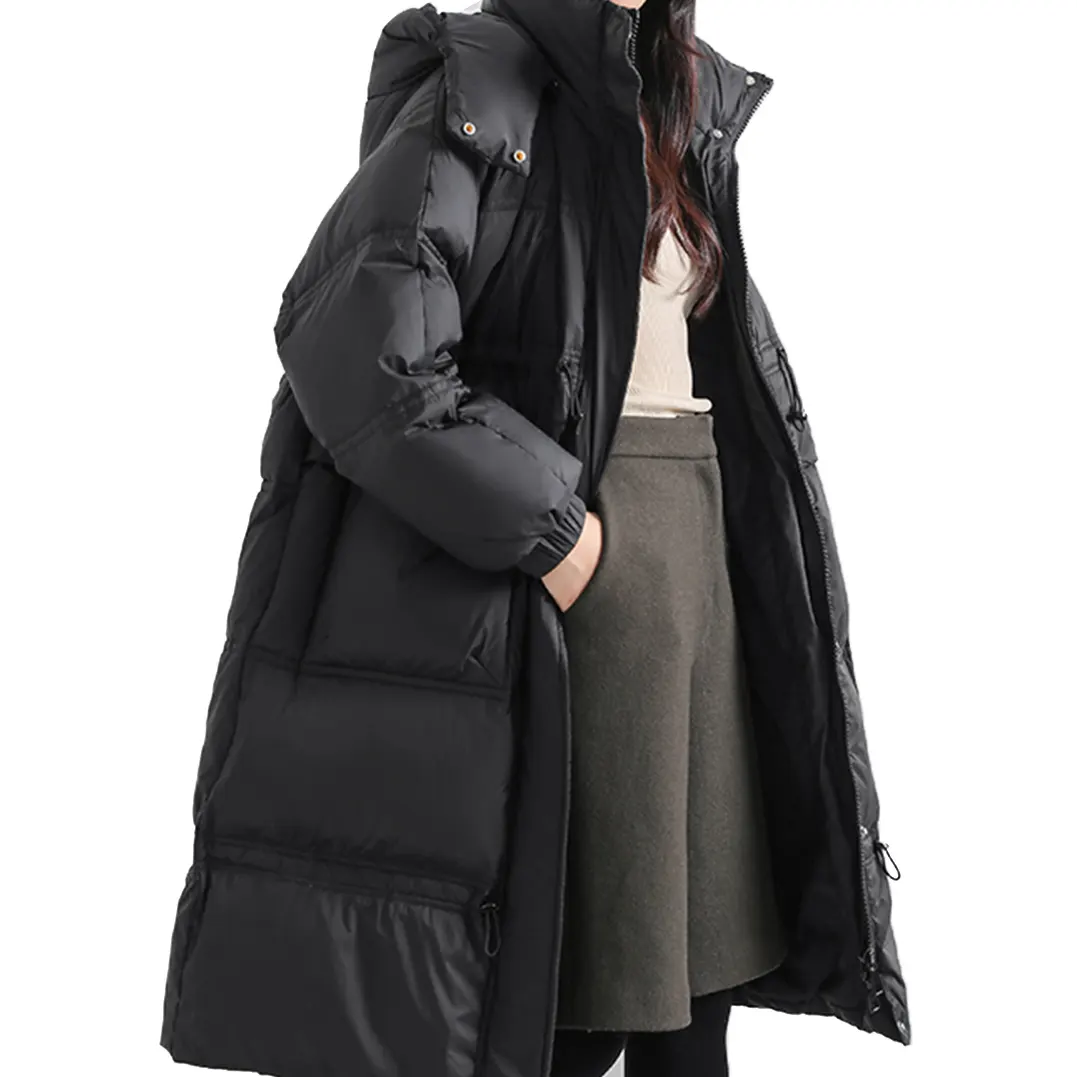 Wholesale Womens Puffer Bubble Jacket Black Thicken Maxi long quilted Lodge down Jacket Maxi long Padding Puff Parkas Coat