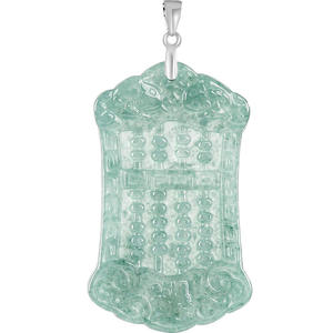 Colgante de Jadeíta Natural con Forma de Ábaco, Plata S925, Unisex, Estilo Chino, Diseño Original, Regalo con Certificado de Tasación D1099 - Product Image 5
