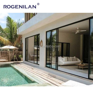 Rogenilan ระเบียงพายุเฮอริเคนประตูทางเข้าคู่ประตูบานเลื่อนอลูมิเนียมยกและประตูระเบียงกระจกสไลด์กลางแจ้ง - Product Image 4