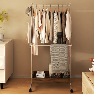 <b>Clothes</b> <b>Rack</b> Stainless Steel Silver Color Portable Standing Type Coat And Cap Organizer For Living Room Bedroom Use - Product Image 2