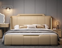 Ensemble de lit moderne en cuir souple avec rangement, lit queen en bois écologique, meubles de chambre multifonctionnels et peu encombrants