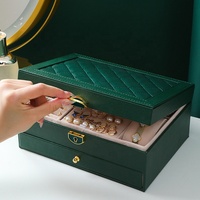 Boîte de luxe personnalisée en cuir PU bague boucle d'oreille montre collier boîte à bijoux organisateur de stockage de bijoux de voyage en bois boîte-cadeau avec serrure