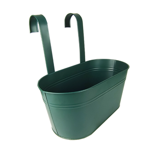 Plateau de support de pot de fleur suspendu en métal galvanisé vert foncé écologique 3 gallons pour garde-corps décorations murales de balcon pépinière - Product Image 4