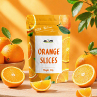 Tranches d'orange déshydratées naturelles en emballage OEM, fruits secs pour garniture de cocktail, marché européen