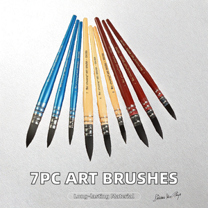 Weizhuang <span class=keywords><strong>Sc307</strong></span> Chất Lượng Cao 7Pcs Vòng Sơn Bàn Chải Với Nylon Tóc Và Tay Cầm Bằng Gỗ Cho Màu Nước Nghệ Thuật Sơn - Product Image 2