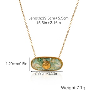 Collana con ciondolo a conchiglia in acciaio inossidabile stile vacanza oceanica europeo-americano e anello aperto a stella marina, gioielli - Product Image 5