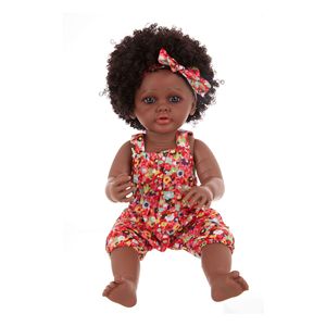 Nouvelle poupée reborn de 55 cm, poupée africaine noire, adorable poupée jouet à cheveux bouclés avec velcro - Product Image 2