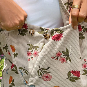 <span class=keywords><strong>Salopette</strong></span> courte de maternité en velours côtelé à imprimé cœurs, bretelles réglables, combinaison décontractée pour femme enceinte, vente en gros - Product Image 4