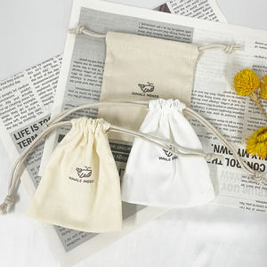 Bolsas de joyería de algodón Chevron con cordón de 10x12 cm con logotipo de marca personalizado para embalaje de regalo - Product Image 4