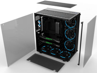 Boîtier d'ordinateur de jeu vertical en alliage d'aluminium avec panneau en verre trempé, système de refroidissement par eau, compatible ATX/MATX, installation 3.5/2.5 pouces