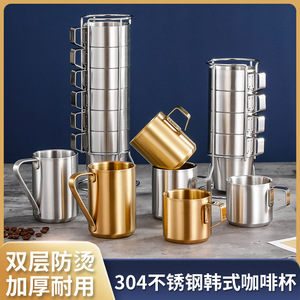 Stainless Steel Beer <b>Mug</b> 304 <b>Double</b> <b>Walled</b> Large Capacity Stackable Heat Insulating Camping Outdoor Drinking Cup - Product Image 4