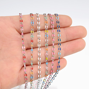 Chaîne ovale en acier inoxydable plaqué or 18 carats avec émail double face <span class=keywords><strong>pour</strong></span> la fabrication de <span class=keywords><strong>bijoux</strong></span>, accessoires - Product Image 6