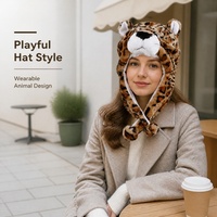 Chapeau en peluche personnalisé, doux et mignon, motif animal de dessin animé, bonnet en polaire Tigre, Ours, Lapin, Panda, pour déguisement de cosplay et fête, OEM ODM Vente en gros
