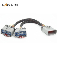 Kabel Y Splitter RP1226 1 Male ke 2 Female 14PIN Konektor Harness Diagnostik Truk untuk ELD GPS Tracker