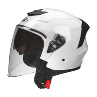 Casque de moto demi-face blanc à double visière avec visière solaire intérieure, casque de sécurité en ABS