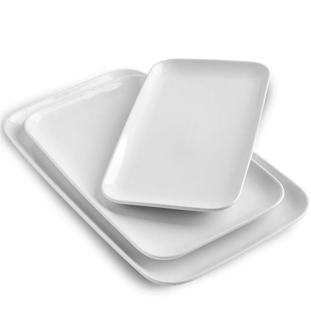 Google Best Sales Ceramic Rectangular Serving Plates Set Of 3 Modern Style Large Size For Kitchen
