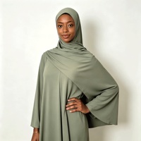 Ensemble Abaya Sauge pour Femme – Tenue Moderne Minimaliste et Pudique – Vêtement Musulman Islamique Longueur Ras du Sol
