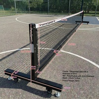 PatsSport Filet de pickleball robuste professionnel avec roues portables, cadre en acier galvanisé, tendeur réglable, pour entraînement en intérieur