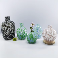 Vase centre de table en verre Art Déco, grand format, fait main, écologique, en forme de grenade, pour présentation sur table