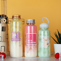 Bouteille de boisson transparente en PET jetable Smythson 500 ml avec impression sérigraphique et bouchon à vis pour boissons froides