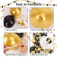 Kit de guirlande de ballons de fête en gros Kit de guirlande de ballons en chrome métallique mat noir et or