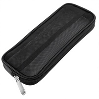 Étui de rangement portable en maille transparente en PU avec fermeture éclair pour pinceaux de maquillage, crayons à sourcils, fards à paupières, eye-liners - Conception pliable