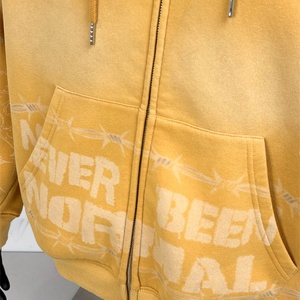 Veste à capuche zippée graphique en coton lourd vintage délavé à l'acide personnalisée TOPSHOW Streetwear pour hommes - Product Image 4