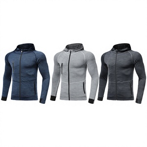 Sweat-shirt unisexe léger à capuche et fermeture éclair intégrale, manches longues, pour le sport et la course, avec poches zippées, 100 % polyester, séchage rapide, idéal pour le printemps - Product Image 3
