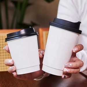 Gobelet en papier kraft blanc à double paroi compostable en usine, écologique, imperméable, pour café à emporter, pour boissons chaudes et froides - Product Image 1