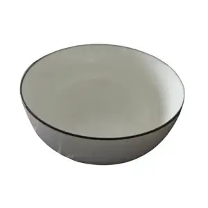 OEM ODM custom New bone China with black thread porcelain noodle soup bowl round shape restaurant ramen bowls ceramic bowl