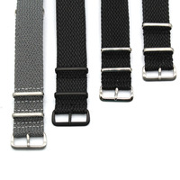 Bracelet de montre en nylon Perlon tissé noir avec logo personnalisé 16 mm 18 mm 20 mm 22 mm 24 mm Boucle en acier inoxydable monobloc