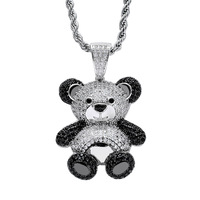 Collier pendentif Panda Iced Out Bling Micro Pave CZ Bijoux Hip Hop Streetwear