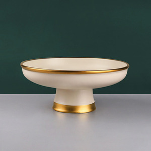 Di Lusso Nordic Piatto Da Dessert In Ceramica Rotonda Bordo In Oro Porcellana Torta Vassoio di Snack di Frutta Piatto da Portata Della Caramella Piatto Ristorante - Product Image 4