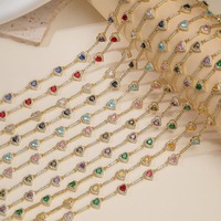 Collier en cuivre couleur zircon en forme de cœur avec chaîne en bambou, plaqué or 18 carats, pour femme, bijoux haut de gamme de niche, idéal pour les soirées