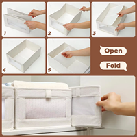 Étagère de rangement pliable en lin pour placard avec fenêtre transparente, bacs de rangement pour jeans et jouets, organisation de draps pour systèmes de garde-robe