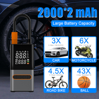 Nouvelle pompe à air sans fil ABS pour voiture, compresseur numérique pour gonflage des pneus, moniteur de pression des pneus, lumière d'urgence, rechargeable 2000mAh