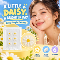 Plester Jerawat Hidrokoloid Bunga Daisy Tahan Air, Plester Jerawat Cantik Bermotif Bunga, Penutup Jerawat, Penyembuh Noda
