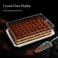 Boîte de boulangerie rectangulaire jetable en plastique PET transparent anti-buée avec base blanche pour pain et gâteaux
