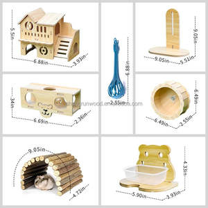 Casa giocattolo ruote modello di dimensioni della fabbrica di legno su misura in legno massello colore criceto casa in legno casa <span class=keywords><strong>Pet</strong></span> antivento OPP Bag imballato - Product Image 3