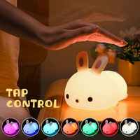 Lampe de nuit en silicone personnalisée avec contrôle tactile 7 couleurs, lapin mignon 3D, lampe LED pour la décoration de la chambre à coucher, éclairage de chevet pour enfant, jouet cadeau