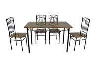 Ensemble de table à manger moderne 1 + 4 Table en bois DS-022 avec 4 chaises en PU pour la maison ou l'hôtel Meubles de salon