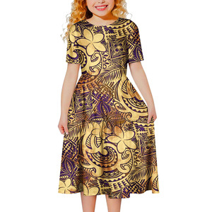 Pakaian Gaya Etnik Kustom Samoa Pakaian Anak Luar Ruangan Aloha Rok Koktail Anak Lucu Desain Tribal Gaun Anak Perempuan Polinesia - Product Image 4