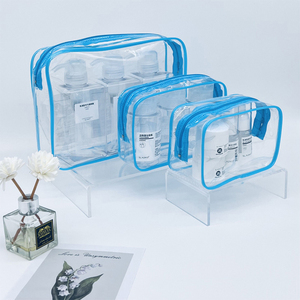 Custom Logo <b>Clear</b> PVC Zipper Cosmetic <b>Bag</b> Color Edge Transparent Travel <b>Toiletry</b> <b>Bag</b> Waterproof Makeup Storage Pouch - Product Image 1