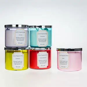 Fourniture de cire parfumée de luxe, 15oz, 3 mèches de cire de soja, cire parfumée, verre de décoration, bougie