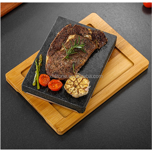 Restaurant occidental et maison aliments chauds barbecue <span class=keywords><strong>cuisson</strong></span> vaisselle pierre <span class=keywords><strong>de</strong></span> lave noire grill steak barbecue assiettes - Product Image 4